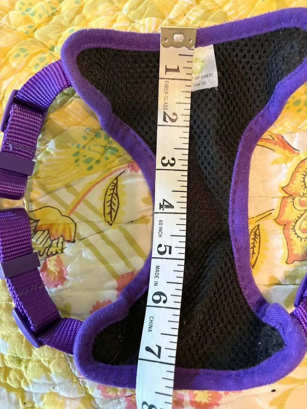 Unbranded Step In Dog Harness, XS Purple Floral w/ matching rhinestone collar
